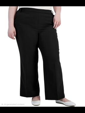 Alfani Collection Plus Size Classic Black Wide-Leg Work Pants - Women
